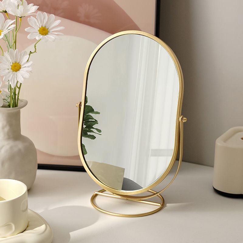 Makeup mirror desktop desktop bedroom makeup mirror can rotate 360 degrees oval mirror ins style dormitory dressing mirror