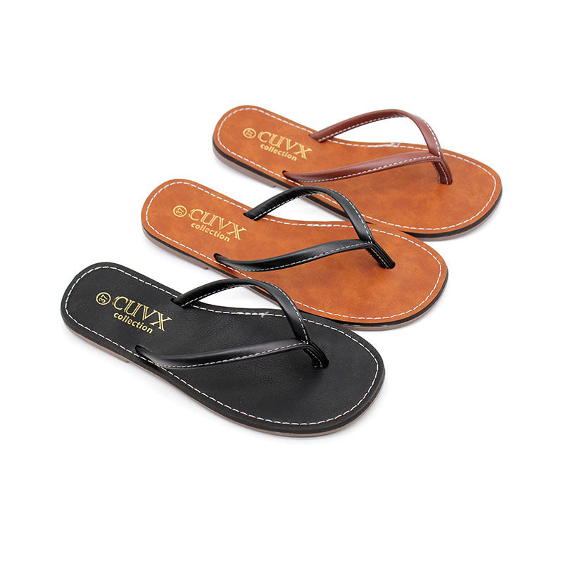 Foreign trade wholesale flat-bottomed flip-flops women's fashion toe cool slippers versatile non-slip craft shoes slippers