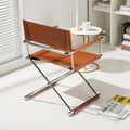 Vasily chair - vintage-inspired designer white stainless steel saddle leather folding leisure sofa chair/dining chair