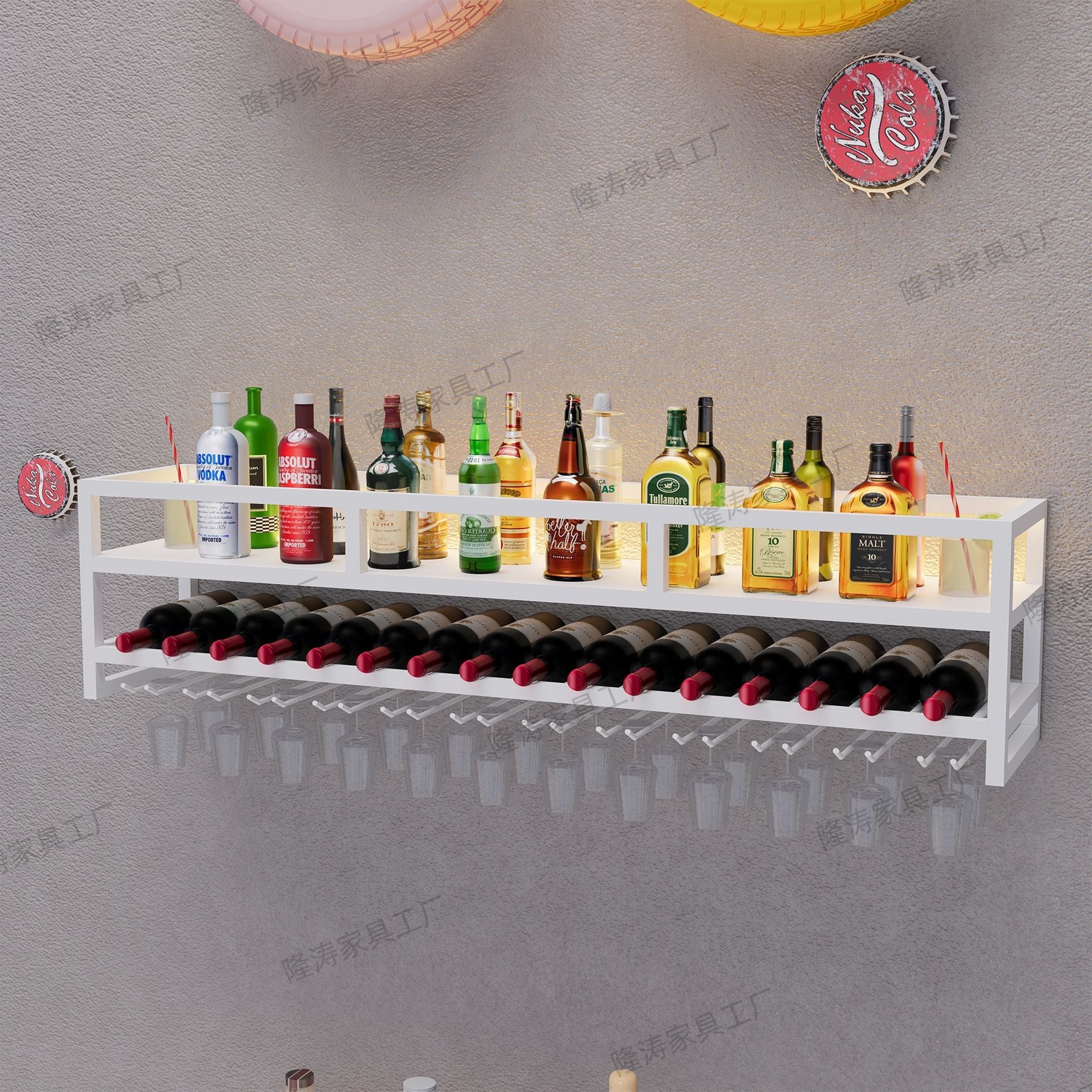 Nordic creative simple bar wrought iron wall wall hanging decoration red wine bottle storage rack goblet hanger