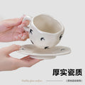 Vintage chic ceramic coffee cup and saucer set - unique design, perfect for gatherings, tea, or everyday use. a cute and thoughtful ceramic gift