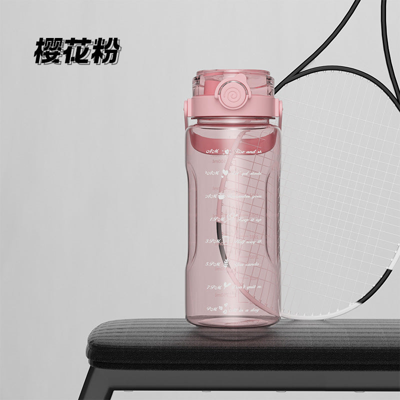 Double drinking large capacity water cup kettle sports 2000ml scale plastic straw cup high temperature resistant water bottle for men and women