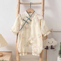 Chinese style outing clothes sweetcutecheongsam baby girl spring & fall jumpsuit baby spring clothes thin style khaki hundred days