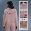 Hooded zip-up cardigan women's autumn/winter new arrival loose casual sweatshirt running fitness activewear top daw166
