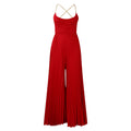 D3281  summer fashion sexy chain halter high waist sexy backless wide leg pleated jumpsuit