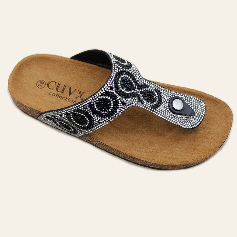 Factory wholesale Women's slippers Cross-border  fashion with diamond herringbone Birkenstocks