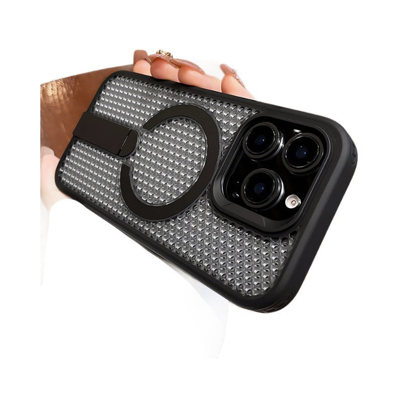 Fanxing honeycomb cooling magnetic stand compatible with apple 17pro phone case iphone16 ice point hollow anti-fall