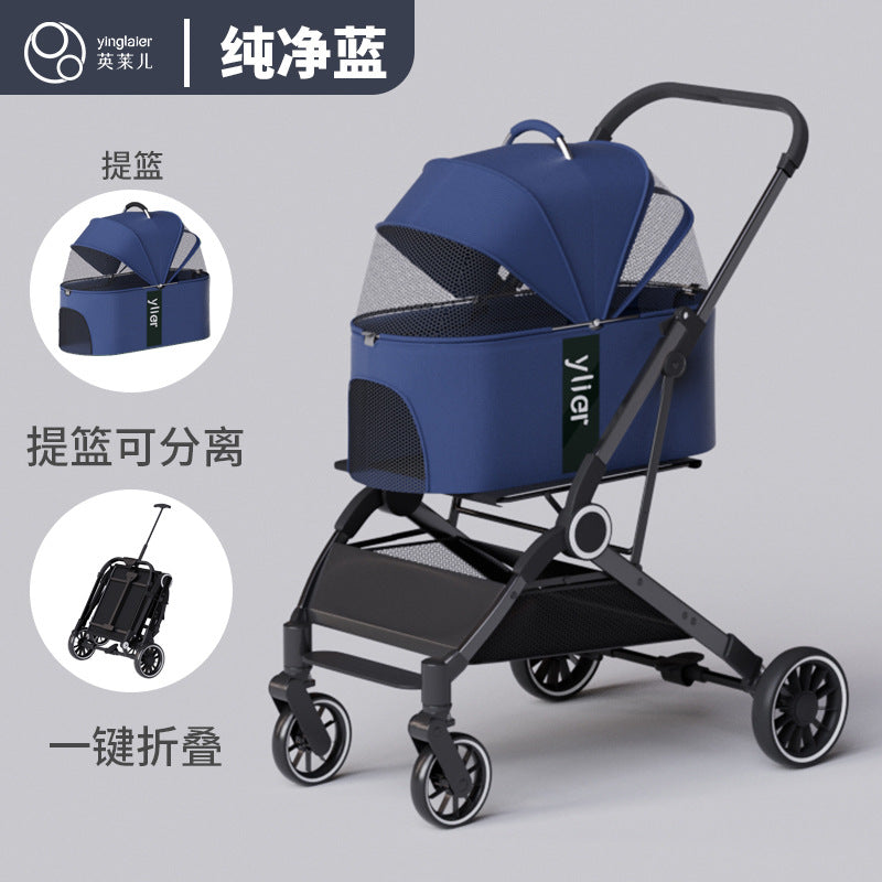 Pet stroller for cats and dogs - lightweight, foldable, and portable for teacup poodles, toy pomeranians, chihuahuas, yorkshire terriers, and bichons