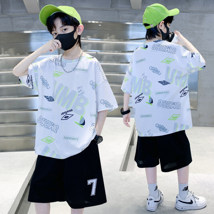 Boys' summer outfit set:  new arrival - lightweight, sporty, and stylish for older boys. cool and trendy summer wear