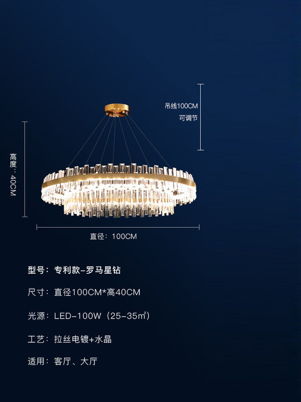 Modern living room light luxury crystal chandelier whole house package lighting simple dining room main light 2025 new lamps
