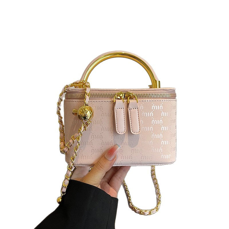 Cross-border miu letter box bag light luxury printed messenger bag European and American fashion chain niche single shoulder underarm women's bag
