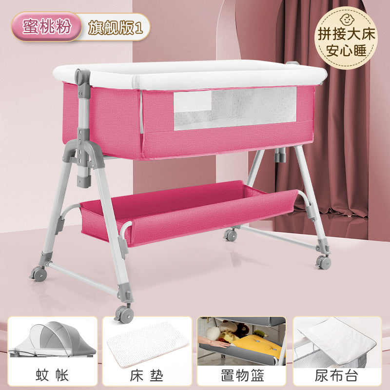 Baby crib baby rocking bed patchwork large bed kids multifunctional foldable adjustable bb newborn toddler cradle bed