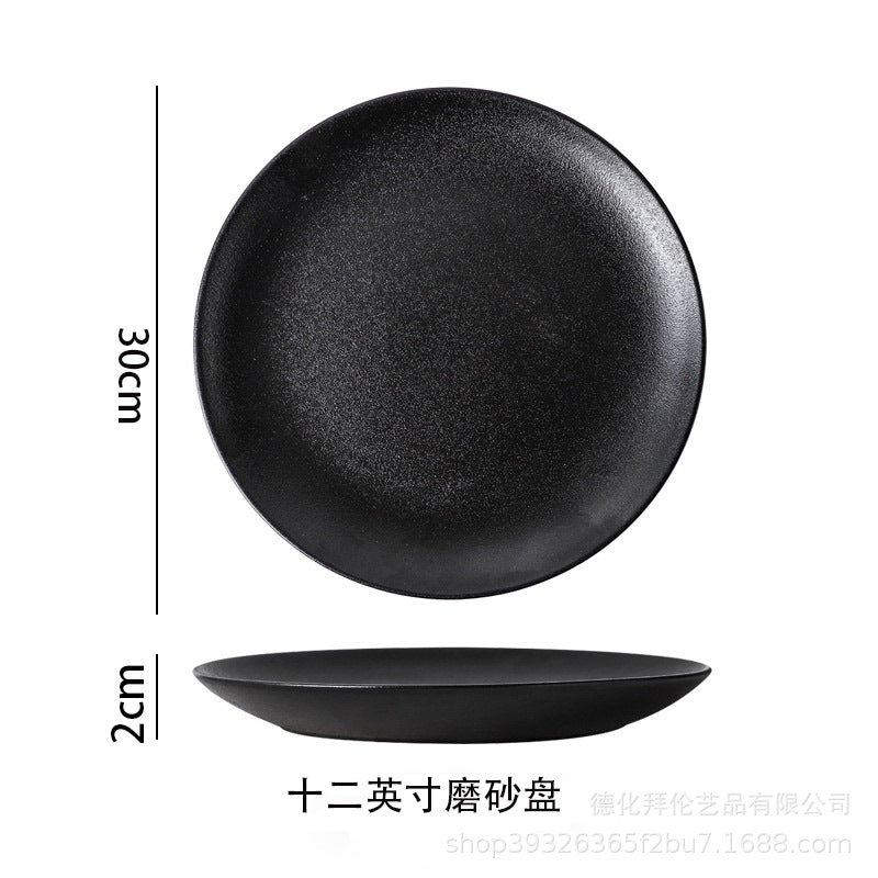 Ceramic matte white western dinner plate, matte steak plate, wear-resistant pasta plate, gold-rimmed matte dinner plate - wholesale from manufacturer