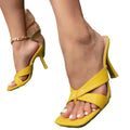 Summer new european and american style yellow criss-cross strap high heel sandals women's outdoor square toe stiletto sexy fashion slippers