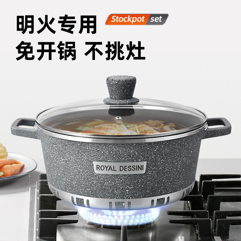 Lanya factory export die-cast stockpot combo set - non-stick cookware, 10-piece aluminum pot set for home cooking