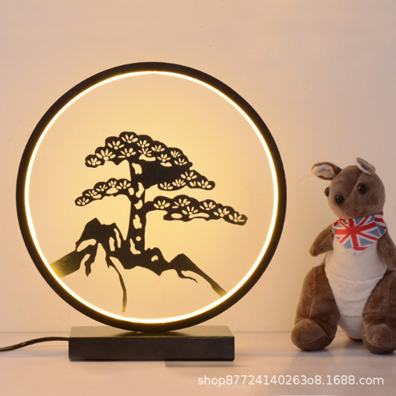 New chinoiserie table lamp bedroom bedside lamp zen ornaments wedding girl lotus creative gift home remote control lotus