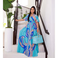 summer new arrival: fashionable and casual printed maxi dress with butterfly sleeves and side slit
