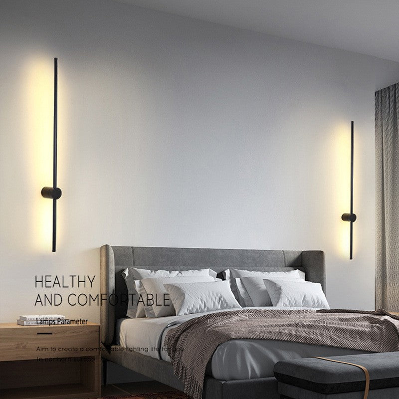 Minimalist light luxury linear wall sconce - bedroom bedside, living room background wall, simple nordic style for hallway, aisle, hotel, and restaurant lighting