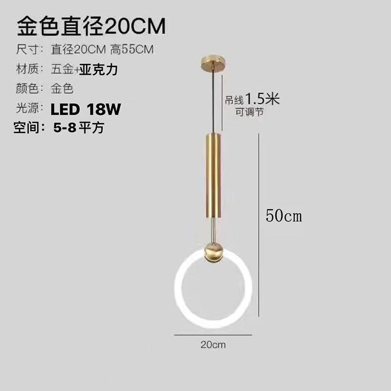 Modern minimalist brushed gold u-shaped linear pendant light - italian style for bedroom, bedside, dining room, island, bar, and hotel