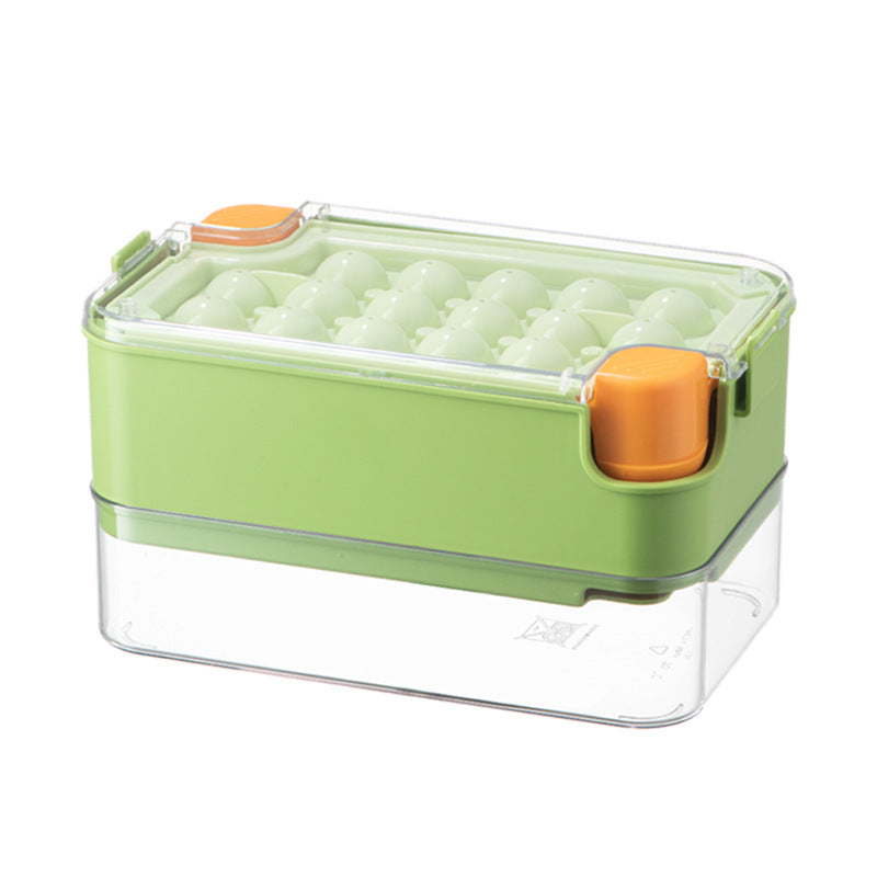 One-click pressing of silicone spherical ice grid with lid, self-made frozen ice cube mold, household ice storage box, refrigerator ice box