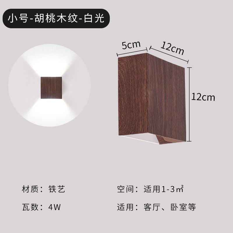 Carpenter's wood grain wall sconce - up & down lighting, artistic background, aisle, corridor, entryway, stairwell, balcony wall fixture