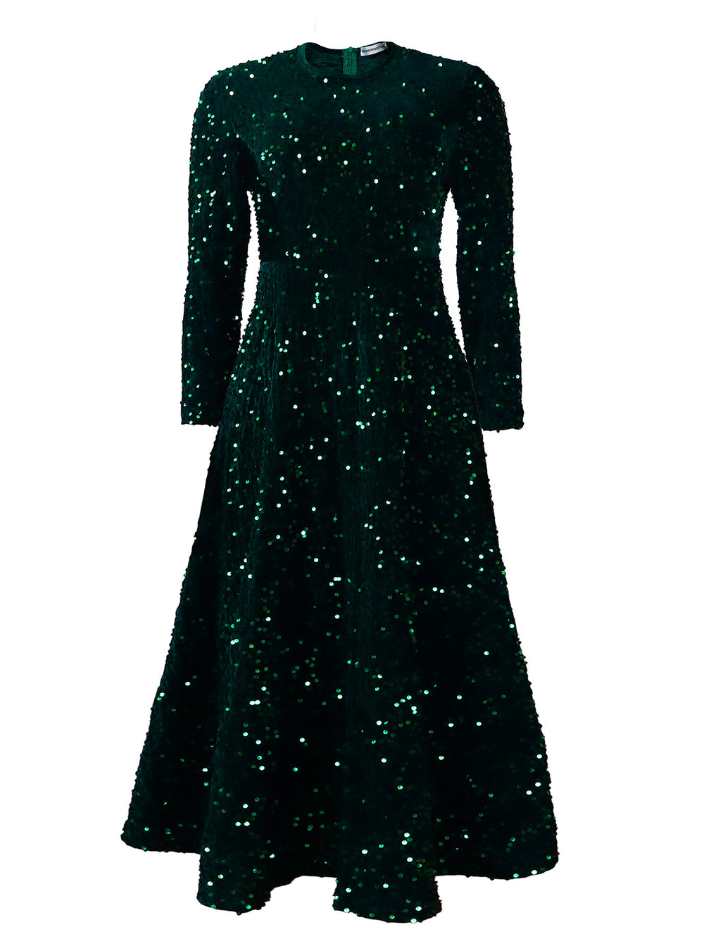 D469 cross-border new women's round neck long sleeve solid color sequin high waist elegant midi dress european and american style