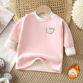 Kidsheattechtops boys and girlsfall and winter bottom shirt baby thickened pajamas children's fleece-linedlong sleeves autumn clothes
