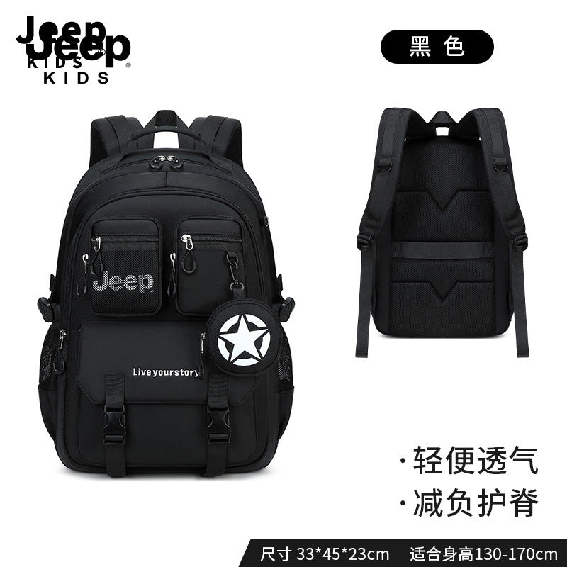 Jeep boys' backpack - new 2026 model for elementary school students (grades 3-6) - lightweight, spine-protecting school bag for girls and boys