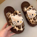 New autumn/winter cotton slippers: warm, comfortable leopard print kitten design, closed-toe fuzzy slippers for women, perfect for indoor use