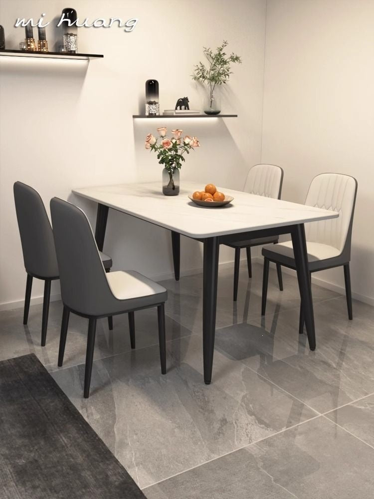 Rock slab dining table and chair combination dining table for home small apartmentaccessible luxury living room dining table rectangular modern marble casual
