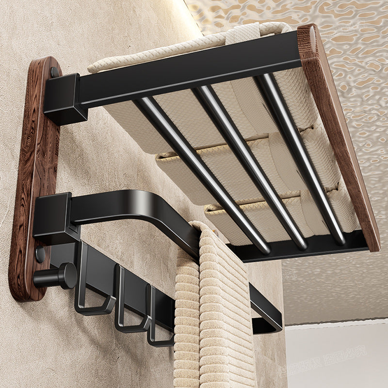 [Sample customization] Bathroom walnut bath towel rack, no punching, wall hanging, bathroom storage rack