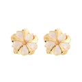 European and american cross-border sweet alloy enamel flower earrings - women's stylish, versatile, vacation-inspired leaf stud earrings wholesale