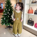【dropshipping】girls' autumn bowknot vest set - trendy kids' fashion vest with lace wide-leg pants, three-piece outfit