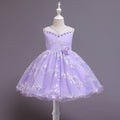 New princess dress for kids, sleeveless printed princess gown, girls' white dress, flower girl dress - in stock