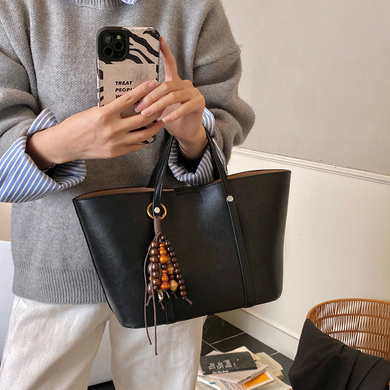 retro bag women's new arrivalfall and winter atmosphere large capacity bucket bag classy sense accessible luxury mother-in-law shoulder bag