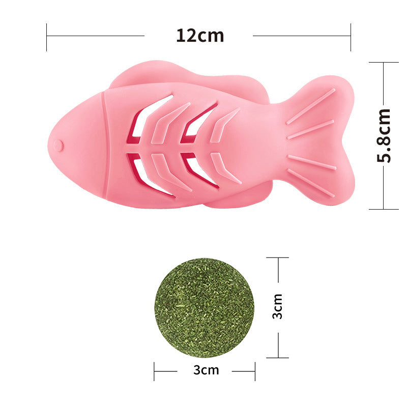 Cat Mint Ball Silicone Toy Play Cat Interactive Fish Toy Snack Mint Ball Pet Feeding Silicone Toy