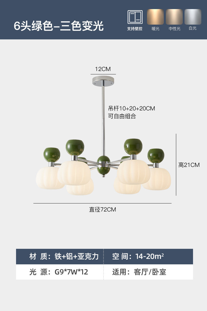 Full spectrum cream wind living room chandelier French pumpkin bedroom master bedroom light retro study light Zhongshan lighting package