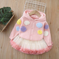 fall/winter new arrivals: kids' knitted sweater set - colorful balloon design, girls' hoodie, tutu skirt, cute princess style, round neck dress set