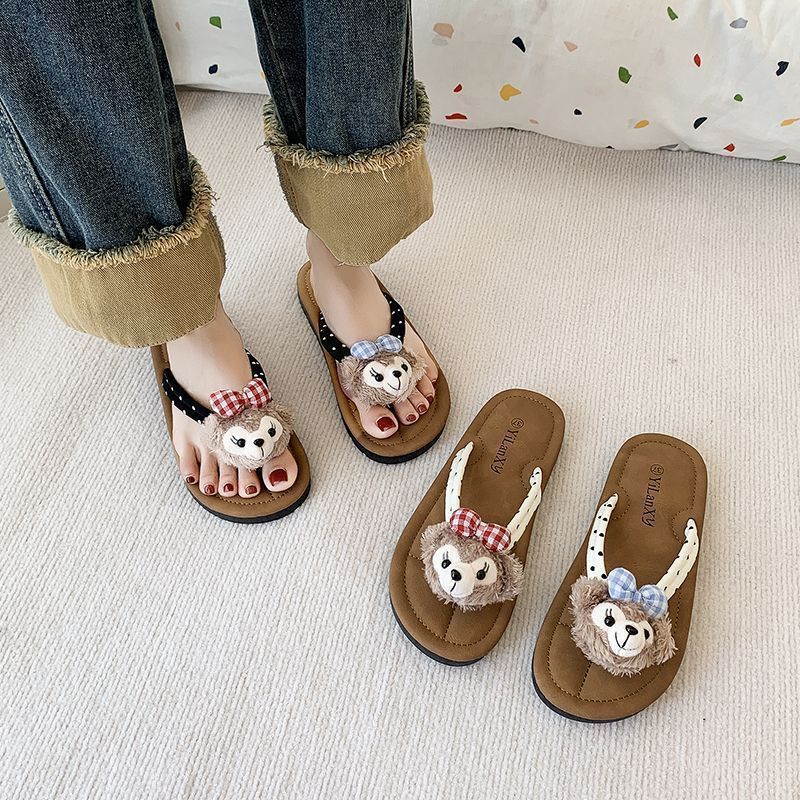 Cartoon cute flip-flops women's summer outdoor wear soft sole fashion 2024 new versatile popular instagram sandals