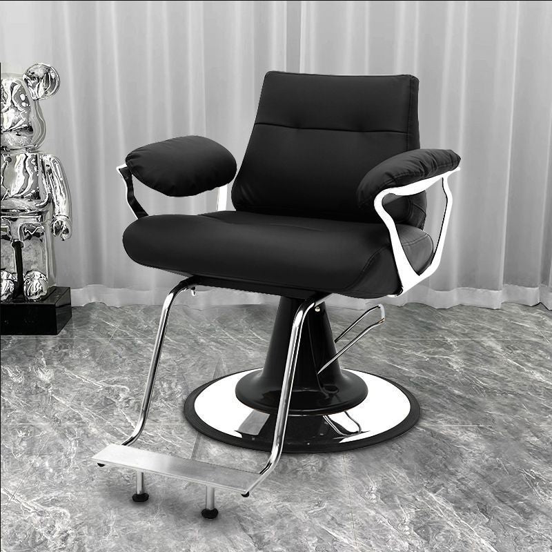 Influencer-approved barber chair - stainless steel, high-end salon chair for perming, dyeing, and cutting. features adjustable height, swivel function, and thickened padding. perfect for professional hair salons