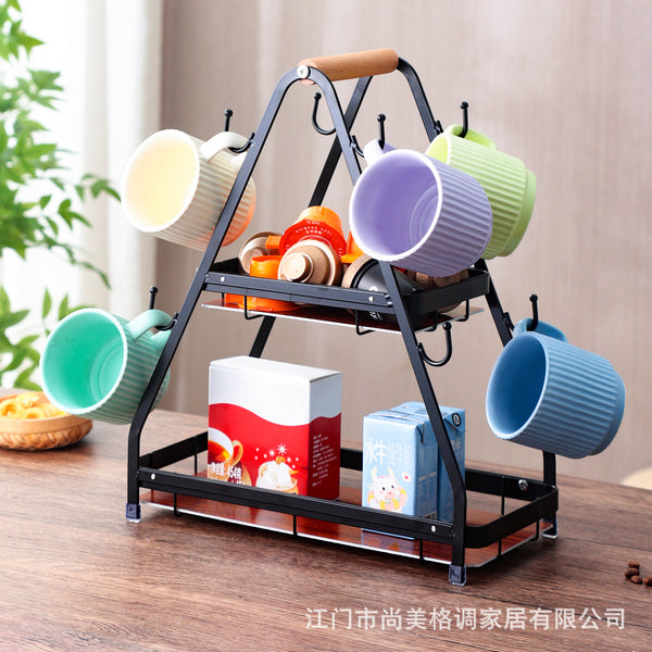 Cross-border mug hanger glass water cup rack kitchen living room desktop storage rack hook coffee cup holder