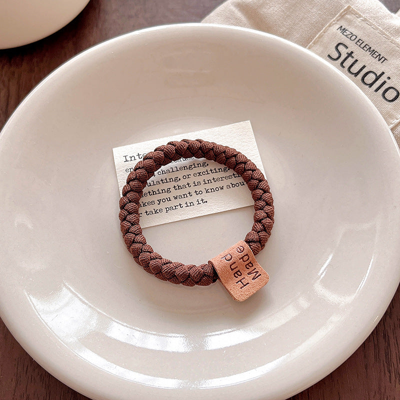 K-stylecasualletter high elastic headband women's bun head rubber band hair tie milk coffee color bold hair rope headwear