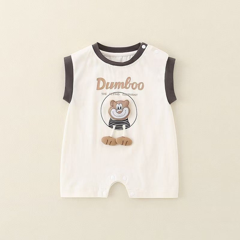 Handsome baby jumpsuit summer baby vest newborn sleeveless clothes thin summer clothes cartoon romper