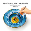 Retro kiln texture creative stone pattern ceramic straw hat plate scandinavianstylish dessert pastry salad restaurant plate