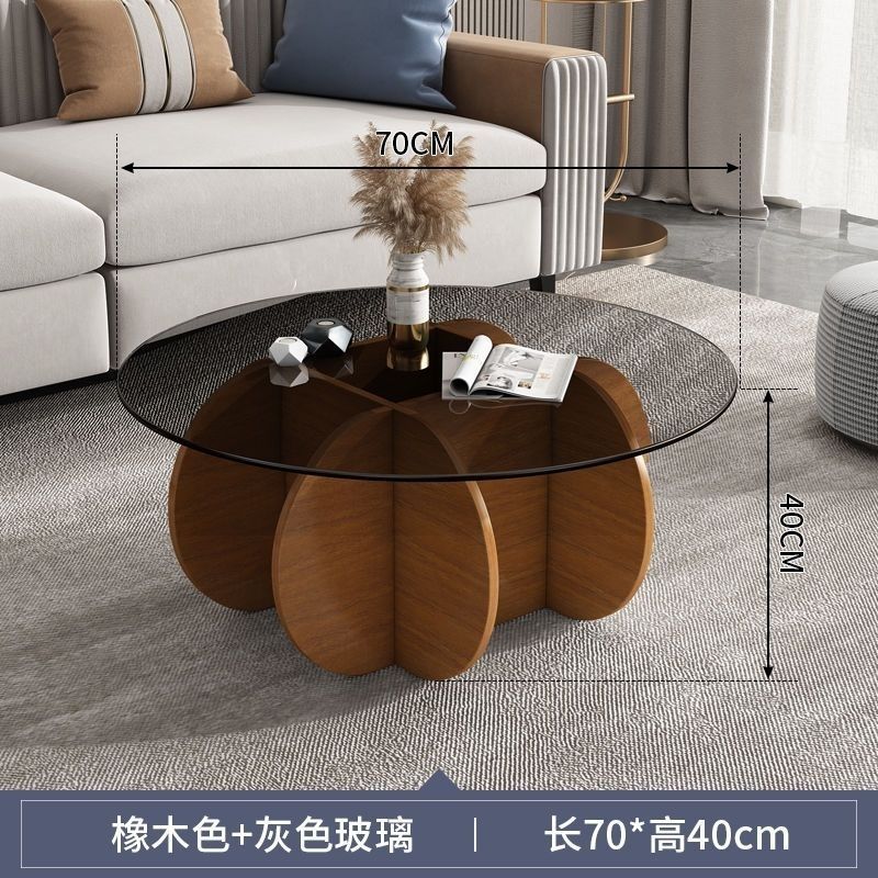 Accessible luxury tempered glass coffee table living room for home small apartment slate round popular creative normcore balcony tea table
