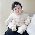 Newborn clothes infant thickened onesie winter baby long sleeve cotton romper sweet baby outing outfit trendy
