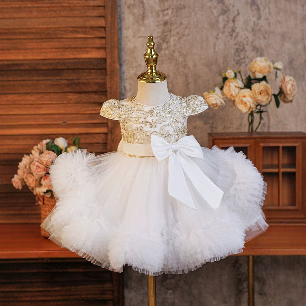 Kids' princess dress, european & american style flower girl sequin tutu, runway performance costume, girls' lace dress - in stock