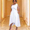 D3058m european and american women's clothing cross-border   one-shoulder big swing asymmetrical fashion dress cross-border dress