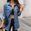 Ebay fashion cross-border foreign trade  independent station new washed raw edge long sleeves lapel flap pocket pants denim outwear
