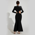 C7256 cross-border   fashion women's heavy beaded cutout mermaid evening gown